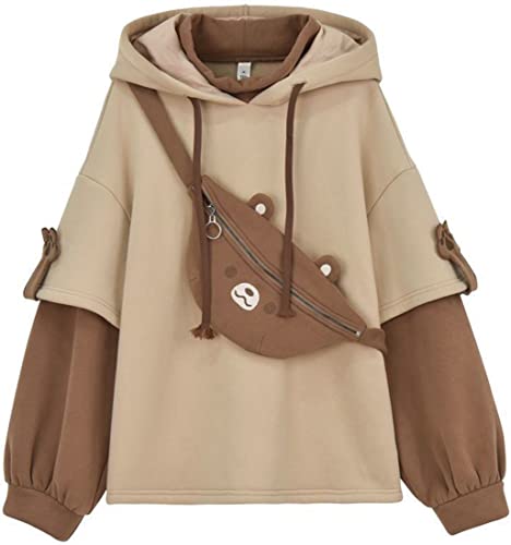 YINGKE Women's Anime Bear Hoodie 