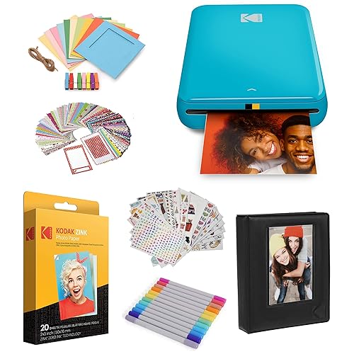 Kodak Step Instant Color Photo Printer with Bluetooth/NFC, ZINK Technology & Kodak App for iOS & Android (Blue) Starter Bundle - Blue - Starter Bundle