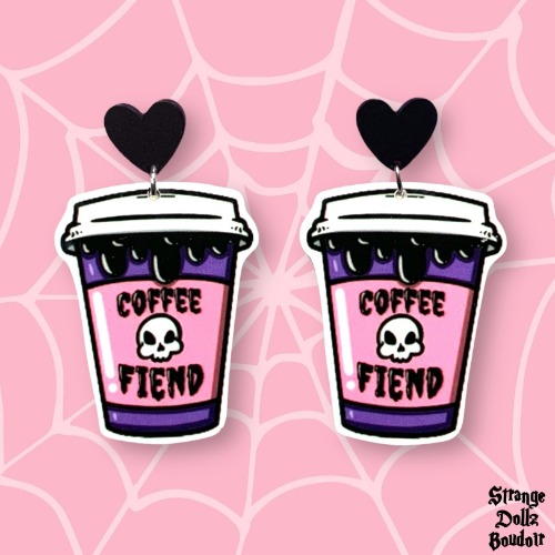 Coffee earrings, 925 sterling silver, Cute Pastel Goth, Strange Dollz Boudoir