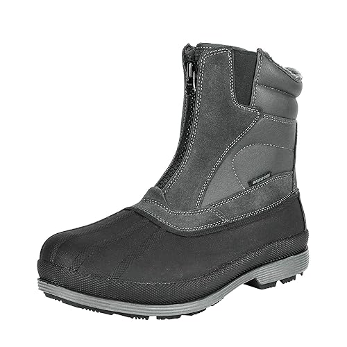 NORTIV 8 Men's Insulated Waterproof Winter Snow Boots Warm Outdoor Boots for Cold Weather - 13 Wide - 170410-grey/Black