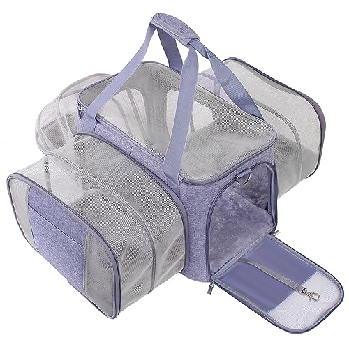 Expandable Pet Carrier for Cat Dog Travel Bag: Airline Approved Collapsible Pet Travel Crate with Removable Fleece Pad Expansion Panels Soft-Sided Portable Washable Fit for Small Animal Foldable Bag