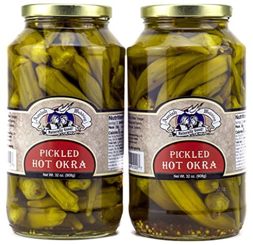 Amish Wedding Hot Pickled Okra 32 Ounces (Pack of 2)
