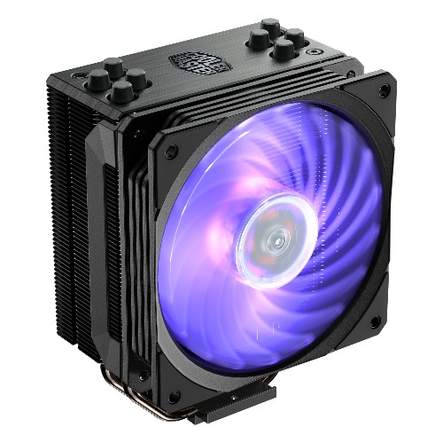 Cooler Master Hyper 212 Black Edition RGB CPU Air Cooler, SF120R RGB Fan, Anodized Gun-Metal Black, Brushed Nickel Fins, 4 Copper Direct Contact Heat Pipes for AMD Ryzen AM4/Intel LGA1700/1200/1151 - Hyper 212 BE RGB (LGA1700) 4 Heat Pipes