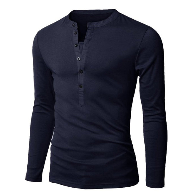 Fashion Urban Slim Layerd-Look Long Sleeve Men's T-shirt | 2XL / Navy Blue