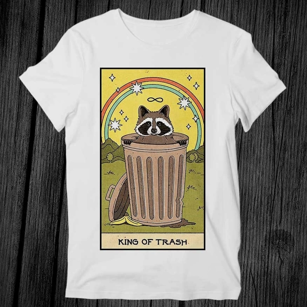 King Of Trash Raccoon Tarot Card T Shirt Unisex Adult Mens Womens Gift Cool Music Fashion Top Vintage Retro Tee G265