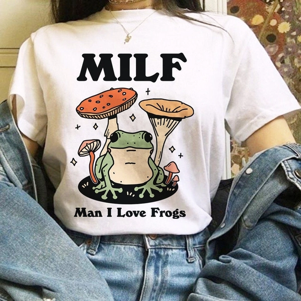 Retro Frog Tshirt, Funny MILF Froggy Shirt, Cottagecore Froggy Tee, Oversized UNISEX T-shirt, Toad Shirt, Frog Lover shirt, Mom Shirt Gift