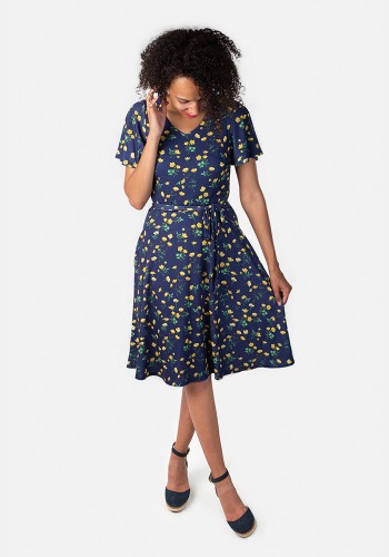 Laura Ann Navy Buttercup Print Dress | 14