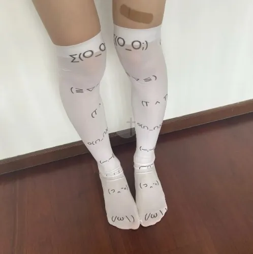 Kawaii Expression Over Knee Thigh High Stockings