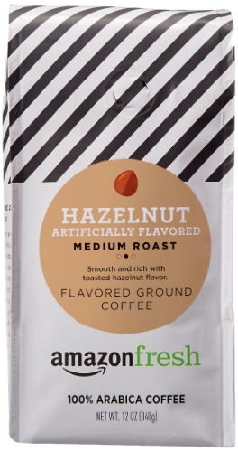 AmazonFresh Hazelnut Flavored Coffee, Ground, Medium Roast, 12 Ounce - Hazelnut, Medium Roast 12 Ounce (Pack of 1)