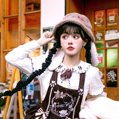 Bunny Ear Bucket Hat - Brown