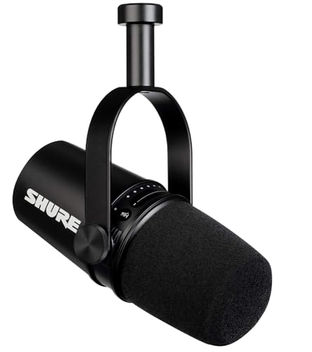 Shure MV7 USB Microphone for Podcasting, Recording, Live Streaming & Gaming, Built-in Headphone Output, All Metal USB/XLR Dynamic Mic, Voice-Isolating Technology, TeamSpeak & Zoom Certified – Black - Black
