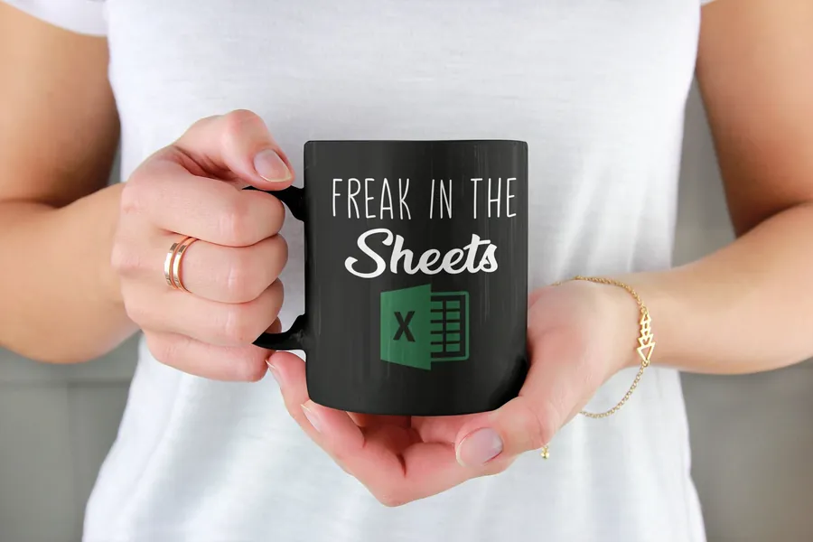Freak In The Sheets Mug, Funny Spreadsheet Excel Mug, Excel Rainbow Ceramic Coffee Mugs