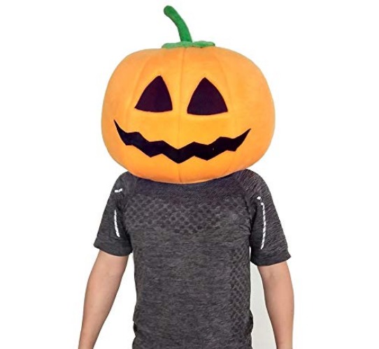 MatGui Halloween Plush Pumpkin Head Mask Mascot Costumes Adult Cartoon Costumes Yellow - Orange