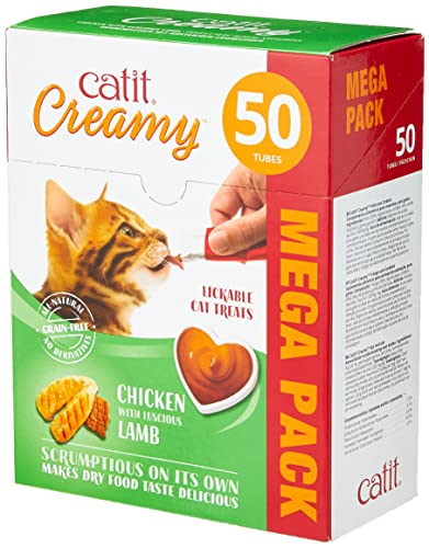 Catit Creamy Chicken & Lamb Lickable Cat Treats 50 Pack - Chicken and Lamb