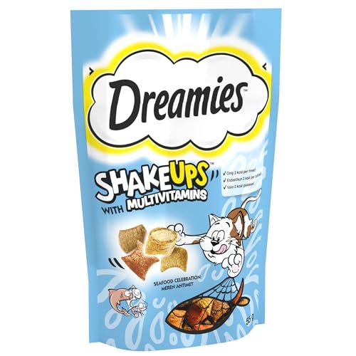 DREAMIES Shakeups Seafood Celebrations Cat Treats, 8x55g - Seafood Celebration - 55 g (Pack of 8)