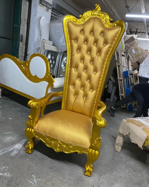 Kingsley Royal Throne Chair - Gold / Gold