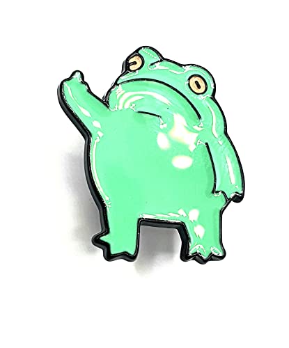 Funny Green Frog Middle Finger Swear Attitude Meme Metal Enamel Pin Badge