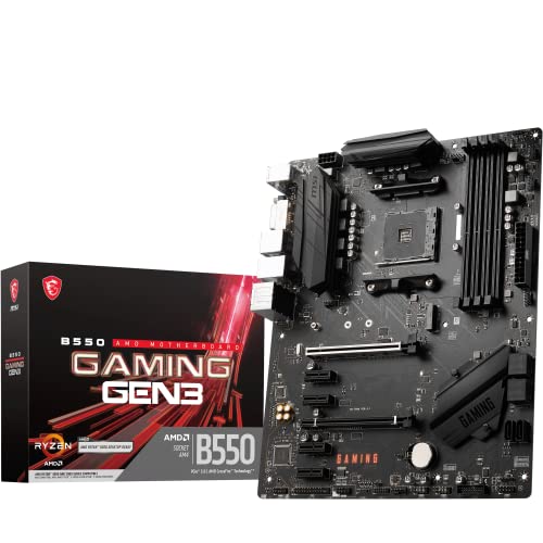 MSI B550 GAMING GEN3 Motherboard, ATX, AM4 - AMD Ryzen 5000 Ready - DDR4 Boost 4400+MHz/OC, PCIe 3.0 x16 Slots, 1 x M.2 Gen3 Slot, 1G LAN - B550 GAMING GEN3 - ATX