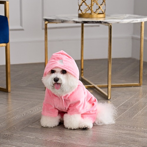 Bling Velour Pet Tracksuit | Pink / XS/S