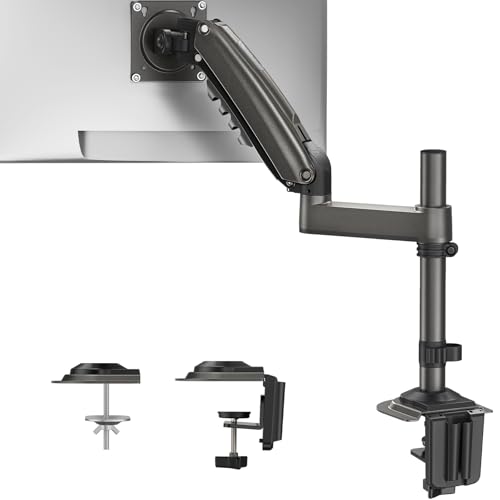 HUANUO Single Monitor Mount, Adjustable Monitor Arm Desk Mount Fits 13-32 inch Screen, Holds 19.8lb, Monitor Stand with 24.41 inch Max Height, Full Motion Swivel Monitor Arm with Vesa Mount
