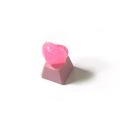 Handmade Cute Keycaps,Compatible with Cherry MX Switches Mechanical Keyboard Pink PBT Keycap,Computer Gaming Keyboards Key Caps,Artisan ESC OEM Profile R4 Key Cap (Pink Heart)