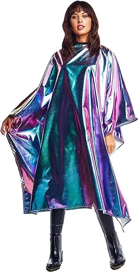 Betty Dain The Aurora Collection All Purpose Cape, 54" W x 65" L, Water & Chemical Proof, Machine Washable, Adjustable Snap Closure, Matches Other The Aurora Collection Products, Holographic Design
