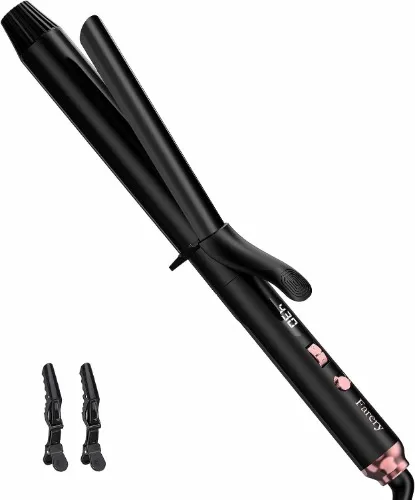 FARERY Long Barrel Curling Iron 1 1/4 inch, 1.25 Inch Curling Iron for Thin Hair, Ceramic Curling Iron Infused Argan Oil & Keratin, Lasting Styling, 11 Adjustable Temp, Include Clips & Silicone Pad