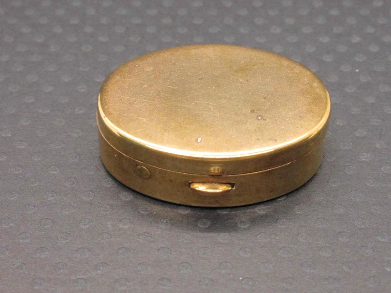 Very Small Vintage Oval Brass Jewelry or Pill Box