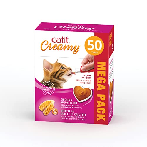 Catit Creamy Chicken & Shrimp Lickable Cat Treat - 50 Tubes - Mega Pack - Cat Treat
