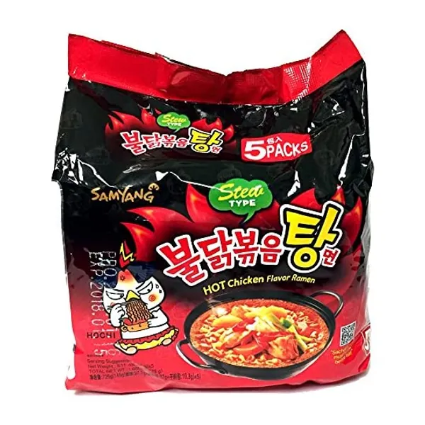 
                            Samyang Korean HOT Spicy Noodle Fire Chicken Flavor Challenge Ramen Stew Type 5 Pack Buldak Bokkeum Tang Myun
                        