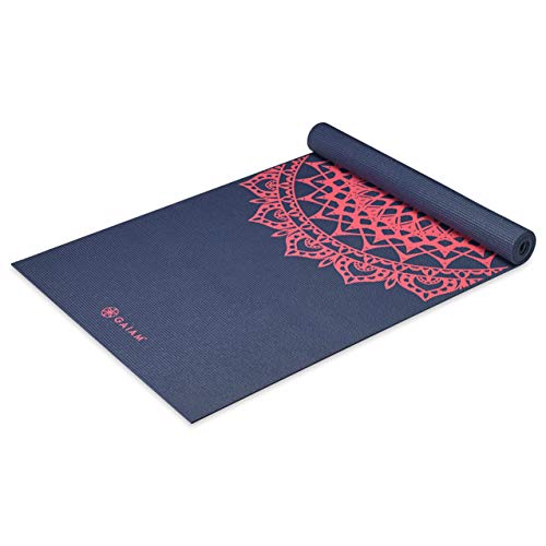 Gaiam Print Yoga Mat, Non Slip Exercise & Fitness Mat for All Types of Yoga, Pilates & Floor Exercises - Pink Marrakesh