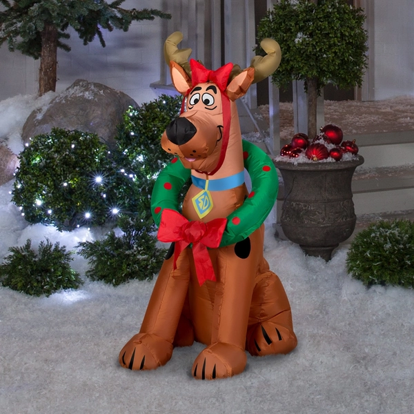 Gemmy Christmas Airblown Inflatable Scooby Doo as Reindeer WB, 3 ft Tall, Multicolored