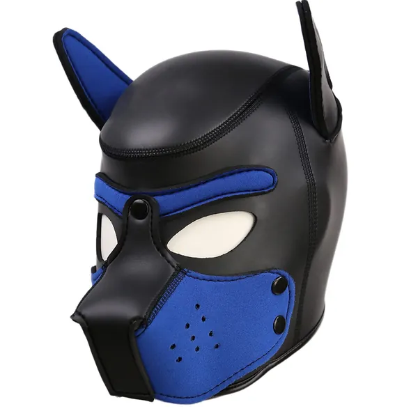 Unisex Dog Head Masks Novelty Costume Cosplay Full Puppy Mask Halloween Props for Adult - Blue