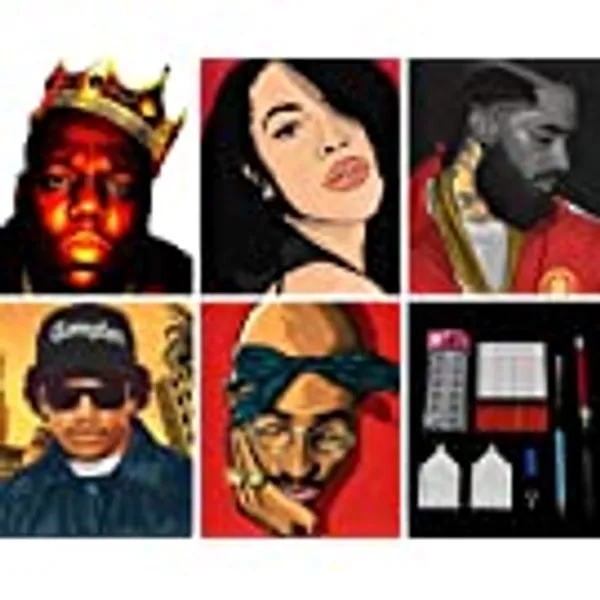 Blinget 5 Pack 5D Diamond Painting Kits for Adults & Kids, DIY Diamond Art Kits for Adults Full Drill Crytal Art for Home Decor, 12 x16 inch (Hip Hop Artists-Gone Too Soon)