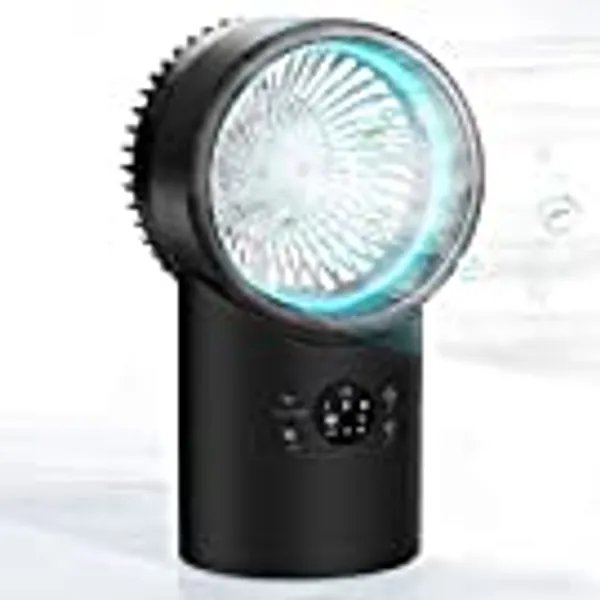 Portable Air Conditioner Fan, KUUOTE Mini Evaporative Cooler with 7 Colors Night Light, Personal Space Air Cooler Quiet Desk Fan Humidifier Misting Fan for Small Room Bedroom Home Office