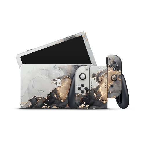 Black Marble Nintendo Switch OLED Skin - Full Set No Logo Cut-Out
