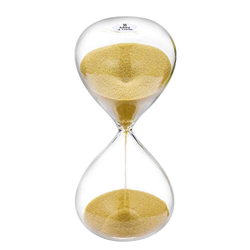 SuLiao Hourglass 30 Minute Sand Timer: 5.1 Inch Gold Sand Clock, Extra Reloj De Arena, Unity Hour Glass Sandglass for Kids, Games, Classroom, Home, Desk, Office Decoration - 30 min - Gold