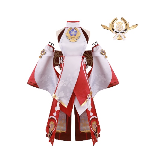 FCCAM Genshin Cosplay Venti Yae Miko Raiden Shogun Nahida Cosplay Kostüm Halloween Anzug Full Set für Frauen - Weiß XXL