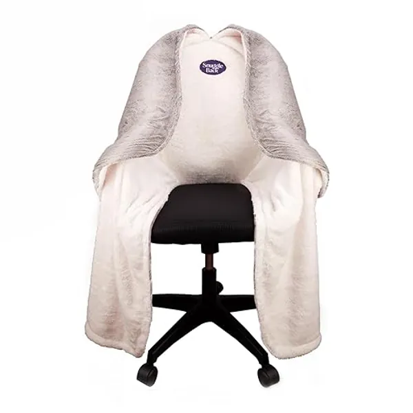 The Original Office Chair Blanket by SnuggleBack; Cozy Comfy Office Desk Chair Wrap Attaches for Convenient Heat and Hands-Free. Stay Warm In The Winter or Summer. Sherpa Fur Lining - Silver Fox Grey Fur