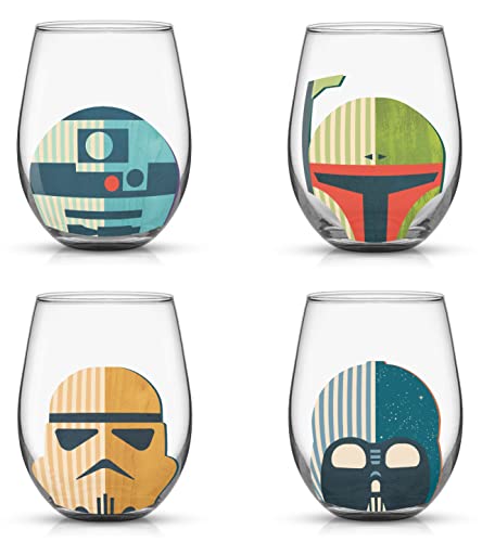 JoyJolt Star Wars™ Helmet Hues Tumblers Stemless Glasses. Set of 4 19oz Stemless Drinking Glass, Star Wars Kitchen Glasses. Star Wars Gifts and, Star Wars Collectibles for Adults - Star Wars Helmet Hues
