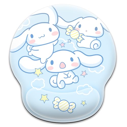 Kawaii Mouse Pad with Wrist Support, Cute Ergonomic Mouse Pads with Non-Slip Base for Home Office Decor for Women Essentials Desk Decor Accessories (Blue01) - Blue01