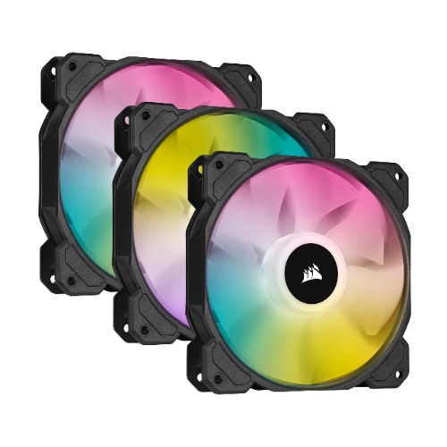 CORSAIR iCUE SP120 RGB ELITE Performance 120mm PWM Triple Fan Kit with iCUE Lighting Node CORE (Pack of 3), Black - 3 Pack with Lighting Node CORE 120mm