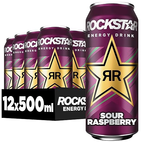 Rockstar Energy Drink Sour Raspberry - Saures, koffeinhaltiges Erfrischungsgetränk für den Energie Kick, EINWEG (12 x 500ml) (Verpackungsdesign kann abweichen) - Blue Raspberry - 500 ml (12er Pack)