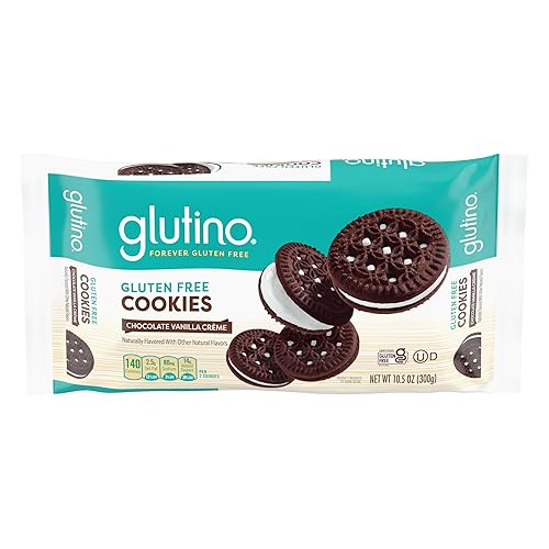 GLUTINO Chocolate Vanilla Creme Cookies, 10.5 oz - Chocolate Vanilla Cream Cookies - 10.5 Ounce (Pack of 1)