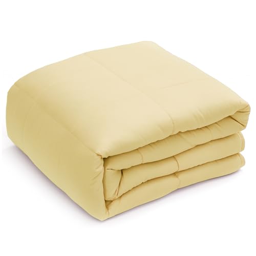 Topcee Weighted Blanket (20lbs 60"x80" Queen Size) Cooling Breathable Heavy Blanket Microfiber Material with Glass Beads Big Blanket for Adult All-Season Summer Fall Winter Soft Thick Comfort Blanket - Beige - 60"×80"-20lbs