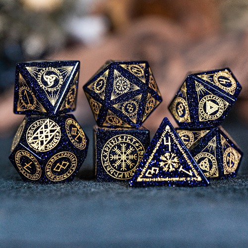 URWizards Dnd Engraved Blue Sandstone Dice Set Nordic Style | Default Title