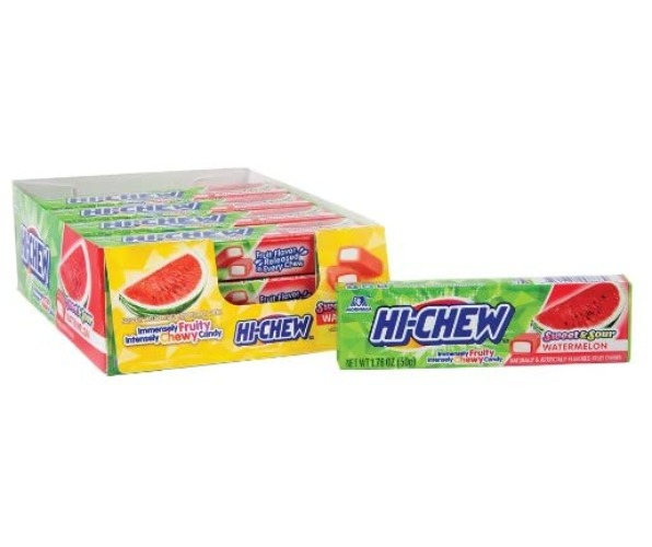 Hi-Chew Sensationally Chewy Japanese Fruit Candy, Sweet & Sour Watermelon 50G (15 Stück)