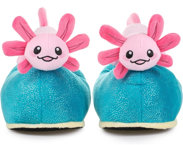 corimori 1847 Marken Plüsch-Hausschuhe Gr. 25-44 - 34/44 EU Beeps der Axolotl Rosa Blau