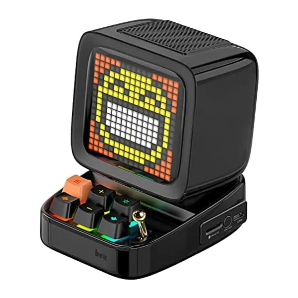 Divoom Ditoo Multifunctional Pixel Art LED Tragbarer Bluetooth Lautsprecher, 256 Programmierbares LED Panel mit Party Licht, Smart Digital Tischuhr, Gaming Musikbox unterstützt TF Karte Radio