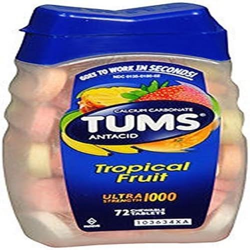 TUMS Antacid Tropical Fruit 72 Chewable Tablets Ultra Strenght1000-America's #1 Antacid Brand…